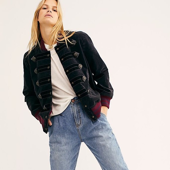 Free People Atlas Corduroy Military Bomber Jacket - Picture 2 of 12